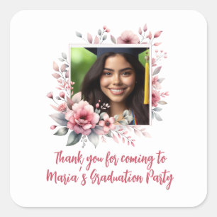 Pegatina Cuadrada Personalizado del Partido de Graduación foto acuar