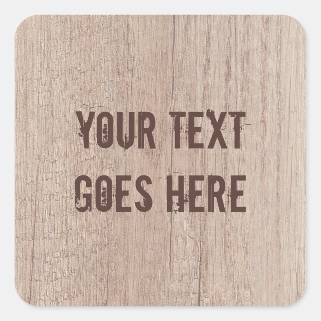 Pegatina Cuadrada Personalizado Distresor Texto Marrón Aspecto de la (Anverso)