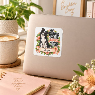 Pegatina Cuadrada Personalizado Divertido Border Collie Juzga Mi Tra