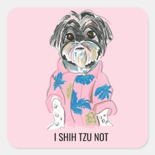 PEGATINA CUADRADA PERSONALIZADO DOG SHIHTZU AÑADIR SU PROPIO