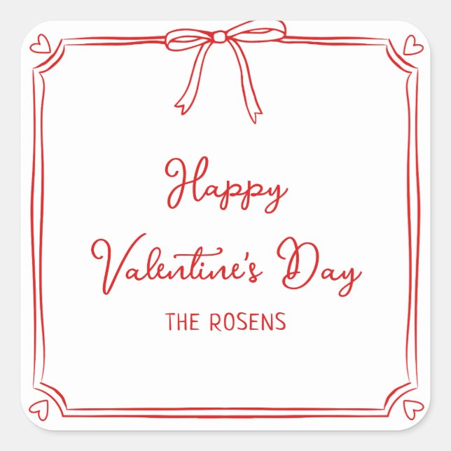 Pegatina Cuadrada Personalizado El día de San Valentín Fiesta Corte  (Anverso)