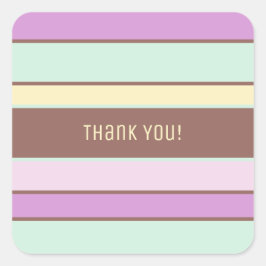 Pegatina Cuadrada Personalizado Elegante Rayas Pastel Light Gracias