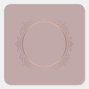 Pegatina Cuadrada Personalizado Elegante Rosa Gold Blank Plantilla A