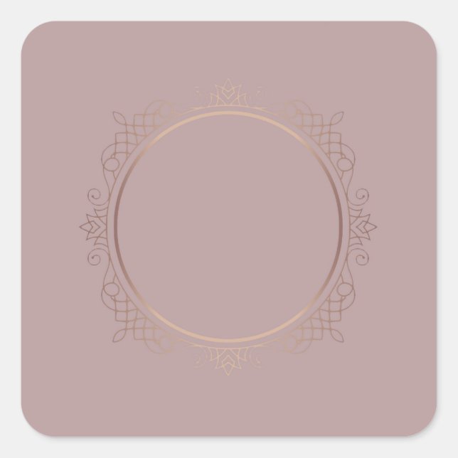 Pegatina Cuadrada Personalizado Elegante Rosa Gold Blank Plantilla A (Anverso)