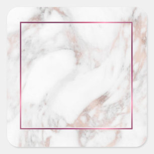 Pegatina Cuadrada Personalizado elegante Rosa oro Marble blanco