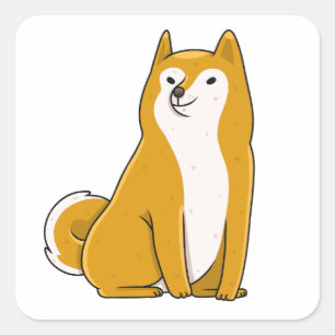 Pegatina Cuadrada personalizado en funciones shiba inu