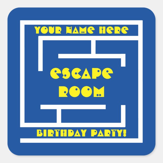 Pegatina Cuadrada Personalizado Escape Room pegatinas de la fiesta d (Anverso)