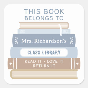 Pegatina Cuadrada Personalizado Este Libro Pertenece A La Biblioteca