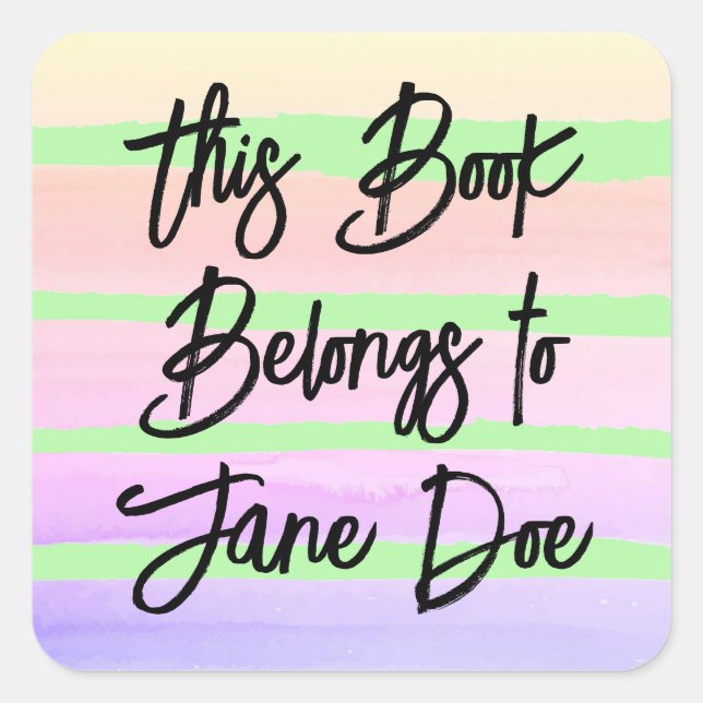 Pegatina Cuadrada Personalizado este libro pertenece a pegatinas (Anverso)