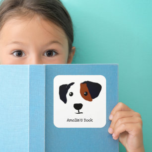 Pegatina Cuadrada Personalizado Este Libro Pertenece Al Perro
