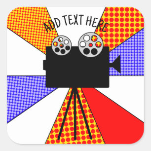 Pegatina Cuadrada Personalizado este proyector de película de arte p
