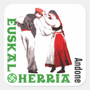 Pegatina Cuadrada Personalizado, Euskal Herria, tradicional danza va