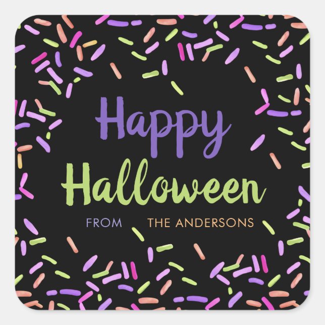 Pegatina Cuadrada Personalizado Feliz Halloween Sprinkles (Anverso)