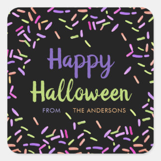 Pegatina Cuadrada Personalizado Feliz Halloween Sprinkles