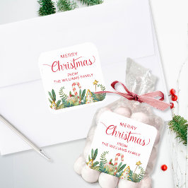 Pegatina Cuadrada Personalizado, Feliz Navidad, Cookies de Fiesta Ve
