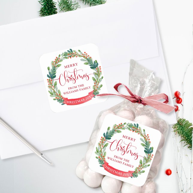 Pegatina Cuadrada Personalizado, Feliz Navidad, Escritura, Festivida (Subido por el creador)