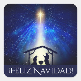 Pegatina Cuadrada Personalizado Feliz Navidad Estrella de Navidades 