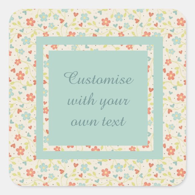 Pegatina Cuadrada Personalizado floral de Bonito de primavera de luz (Anverso)