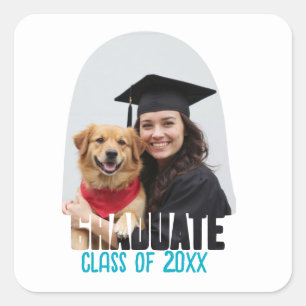 Pegatina Cuadrada Personalizado Foto Graduada Favor de Graduación de