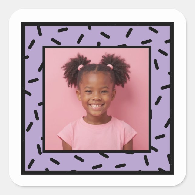 Pegatina Cuadrada Personalizado Foto Sprinkle Frame Fantasma Favor d (Anverso)