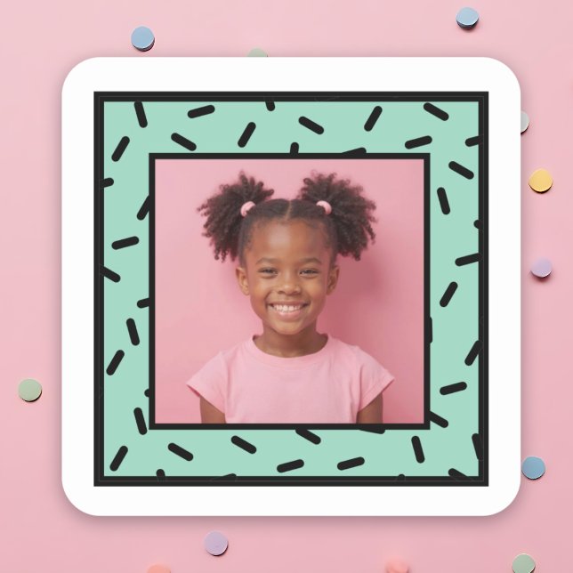 Pegatina Cuadrada Personalizado Foto Sprinkle Frame Fantasma Favor d (Custom Photo Sprinkle Frame Birthday Party Favors Square Sticker)