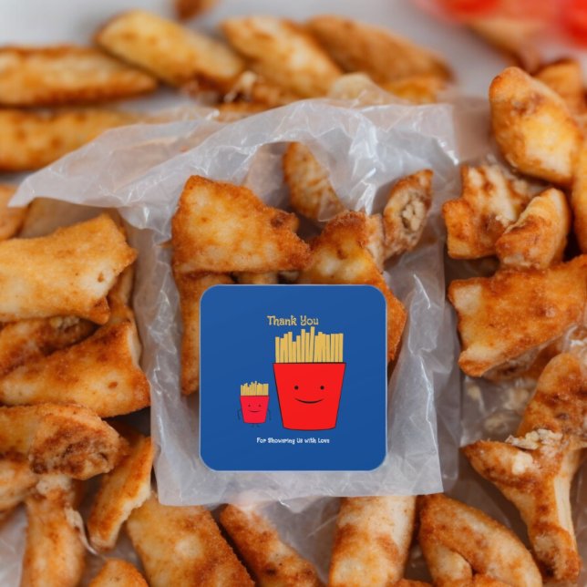 Pegatina Cuadrada Personalizado Fries (French fries Baby party theme sticker,birthday party sticker,gift pack,envelope,return gift sticker)