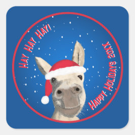 Pegatina Cuadrada Personalizado Funny Donkey Santa Pun 2025