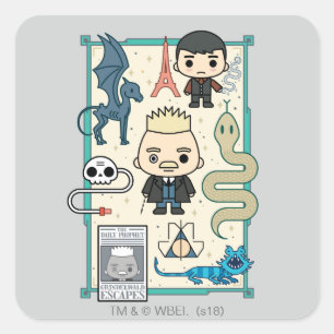 Pegatina Cuadrada Personalizado GELLERT GRINDELWALD™ y Barebone