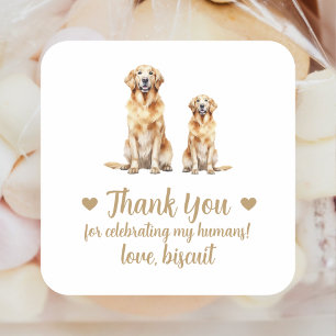 Pegatina Cuadrada Personalizado Golden Retriever Dog Wedding Favor P