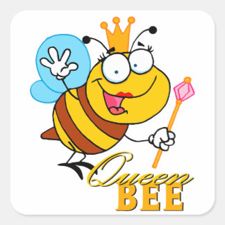Pegatina Cuadrada personalizado gracioso abeja reina con texto