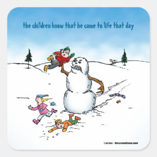 Pegatina Cuadrada Personalizado gracioso de Killer Snowman