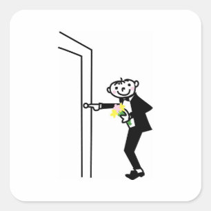 Pegatina Cuadrada Personalizado Groom Rings Doorbell