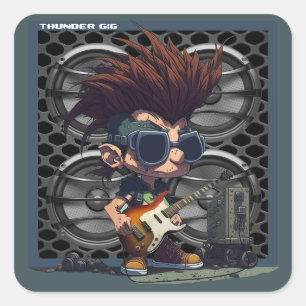 Pegatina Cuadrada Personalizado Grunge Punk Rock & Roll Guitar Speak