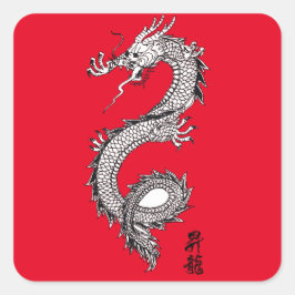 Pegatina Cuadrada Personalizado Guay Color Lucky Chinese Dragon Pega