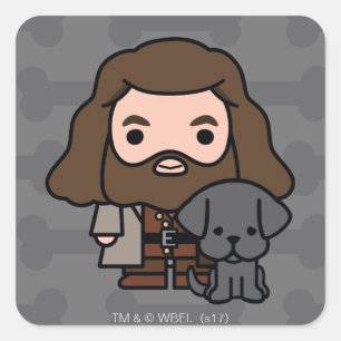 Pegatina Cuadrada Personalizado Hagrid y Fang Character Art
