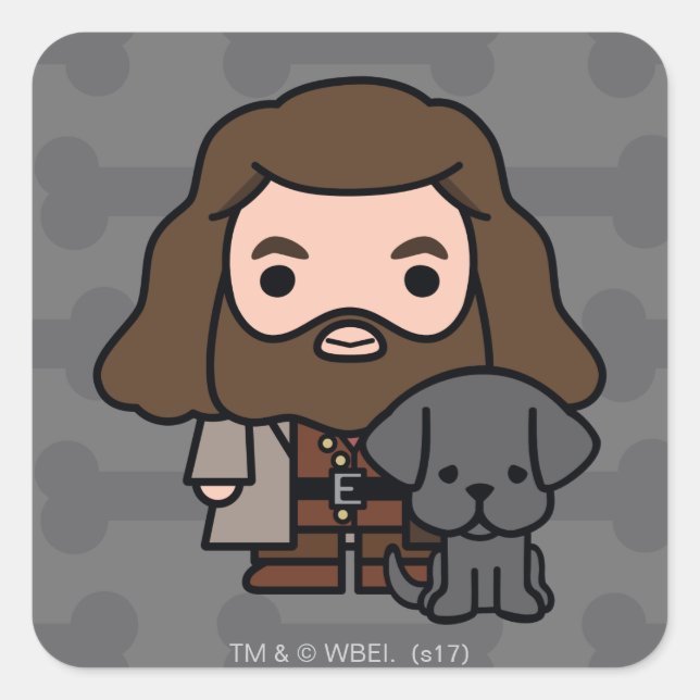 Pegatina Cuadrada Personalizado Hagrid y Fang Character Art (Anverso)