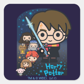 Pegatina Cuadrada Personalizado Harry Potter Cámara de Secretos Gráf