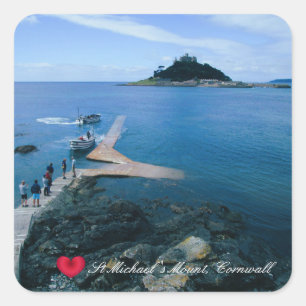 Pegatina Cuadrada Personalizado Heart St Michaels Monte Cornwall con