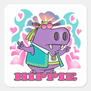 Pegatina Cuadrada personalizado hippie hippie hippie lindo con texto