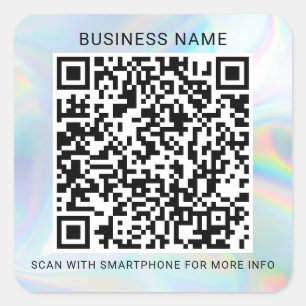 Pegatina Cuadrada Personalizado Holographic QR Code Business Service