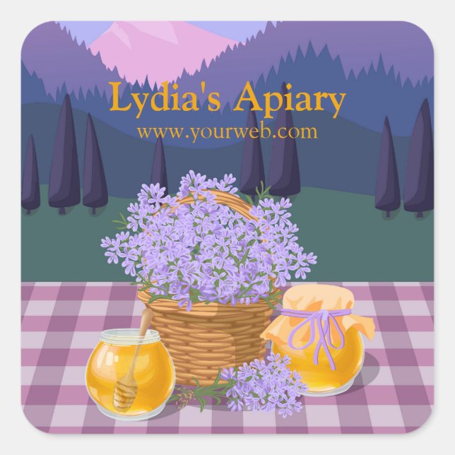 Pegatina Cuadrada Personalizado Honey & Lavender (Anverso)