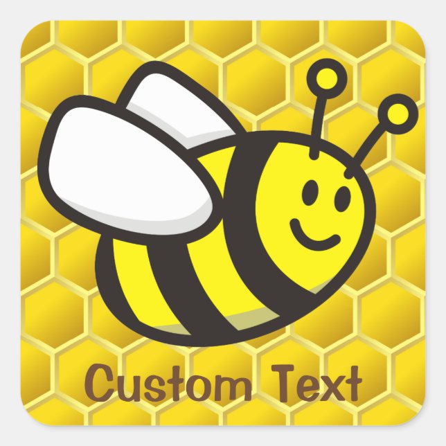 Pegatina Cuadrada Personalizado Honeybee (Anverso)