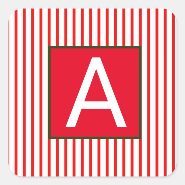 PEGATINA CUADRADA PERSONALIZADO INICIAL SQUARE CHRISTMAS STICKER STR (Anverso)