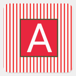 PEGATINA CUADRADA PERSONALIZADO INICIAL SQUARE CHRISTMAS STICKER STR