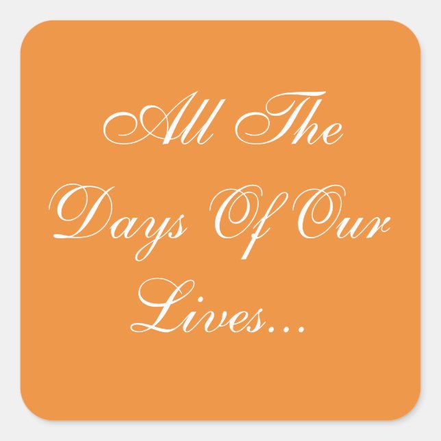 Pegatina Cuadrada Personalizado invita a Naranja de Cadmio (Anverso)