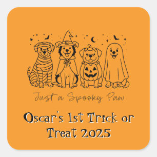 Pegatina Cuadrada Personalizado lindo cachorro Halloween