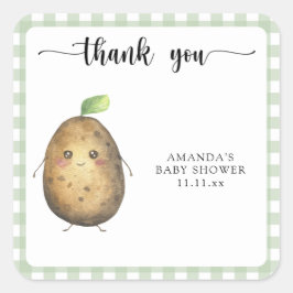 Pegatina Cuadrada Personalizado lindo ducha bebé gracias