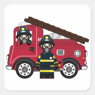 Pegatina Cuadrada Personalizado lindo Fireman