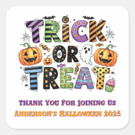 Pegatina Cuadrada Personalizado lindo Gracias Halloween