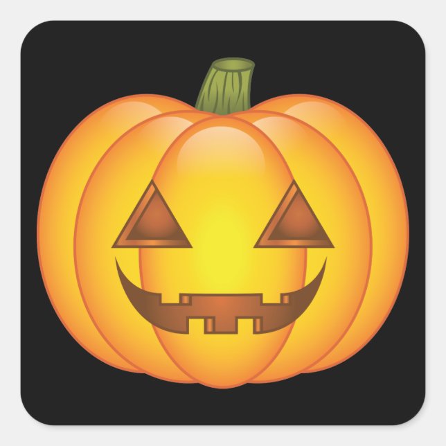 Pegatina Cuadrada Personalizado lindo Halloween calabaza Jack O’Lant (Anverso)
